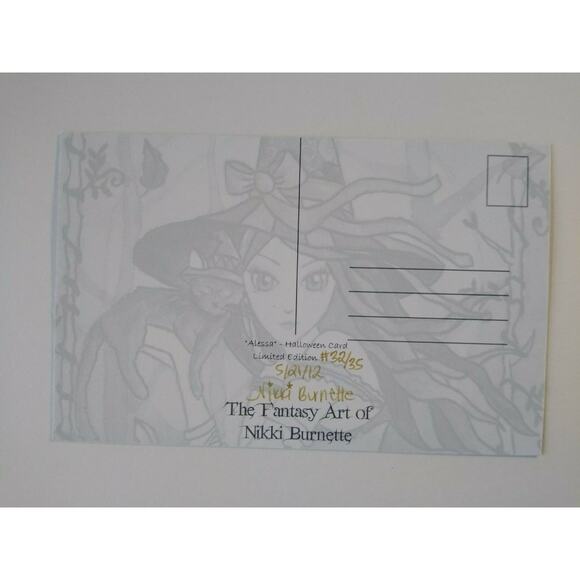 Halloween Postcard Nikki Burnette Gothic Witch Fantasy Alessa 2012 Limited To 35 - Picture 3 of 4